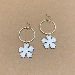 Leather and Gold Brass Hoop Earrings